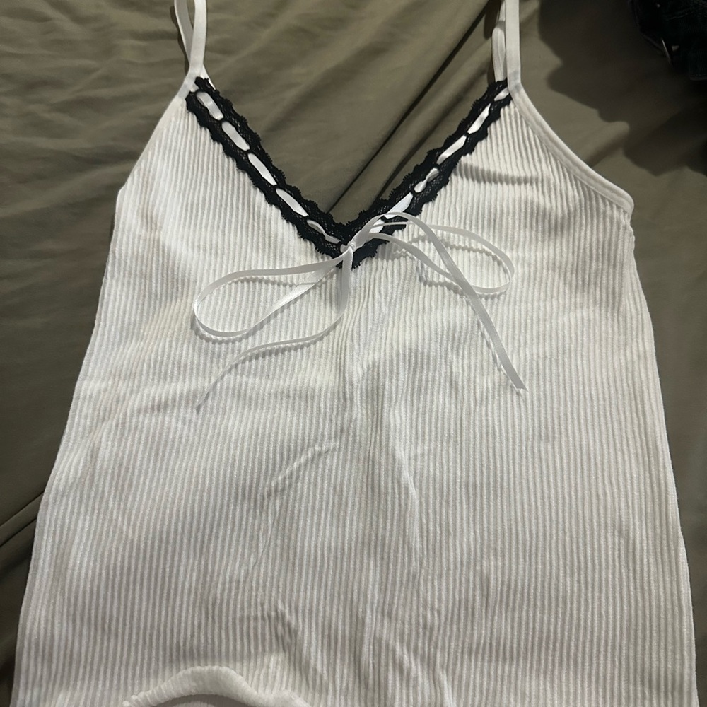 Forever 21 White and Black Camisole